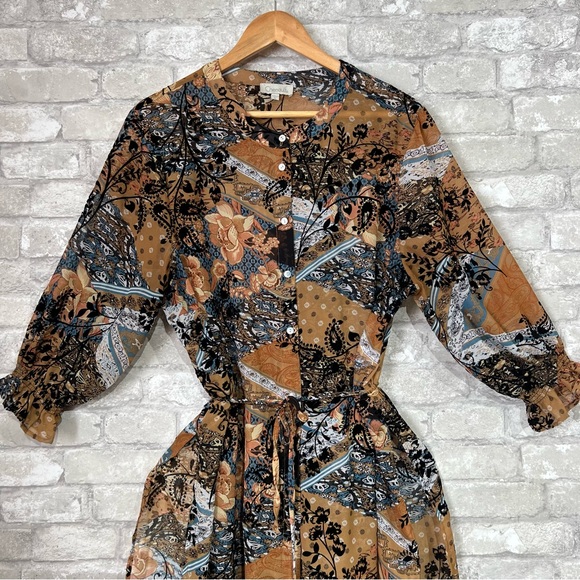 Chenault Women's XL Sheer Button Up Duster with Puff Sleeves. Cinched Waist. EUC - Picture 3 of 10